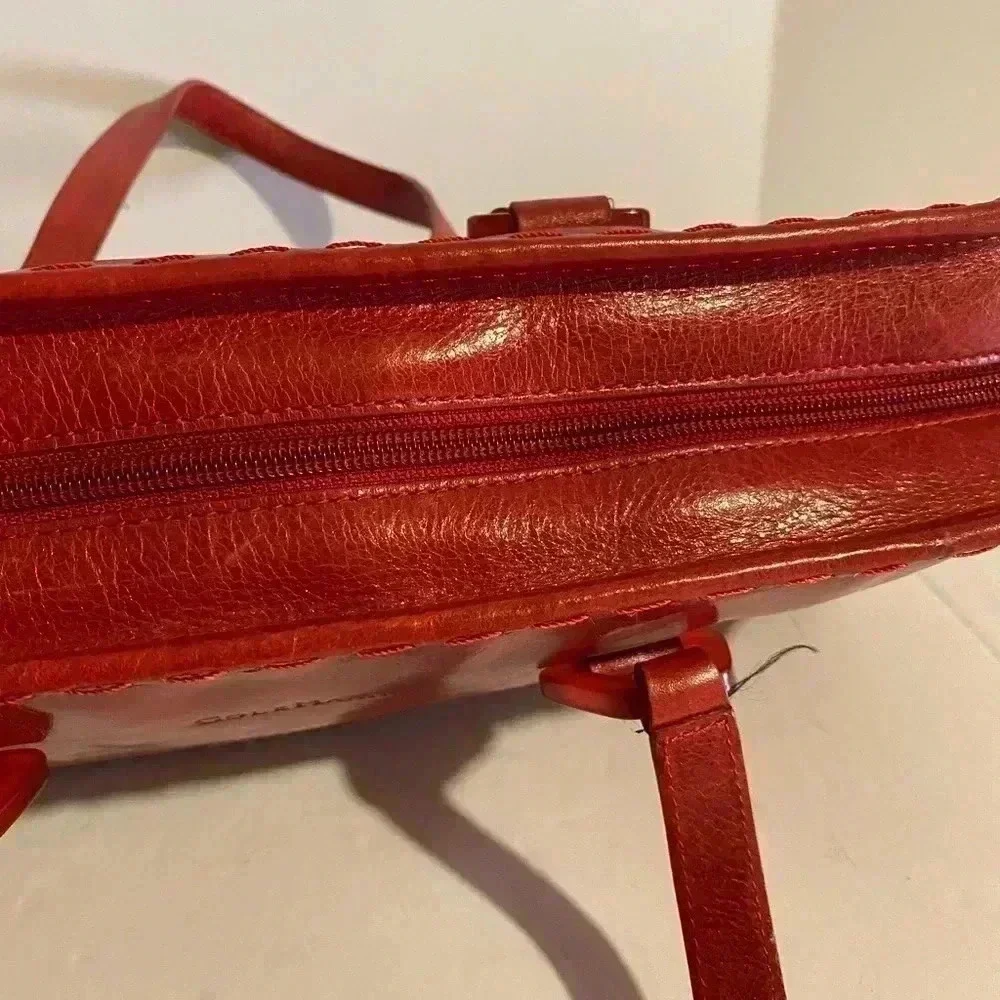 Cole Haan red leather satchel handbag